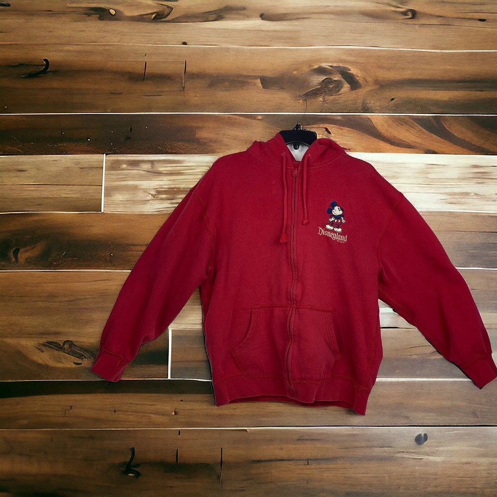 Disney Parks Disneyland Hooded Jacket Full Zip Size Medium Red From Park‎